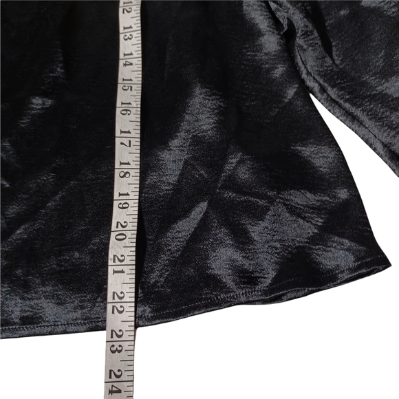 PROJECT RUNWAY Cinch Sleeve Smocked Off The Shoulder Sheen Black Top XL NWT - Picture 8 of 10